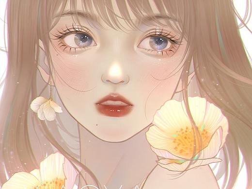 万花拟人——原创少女插画头像之虞美人