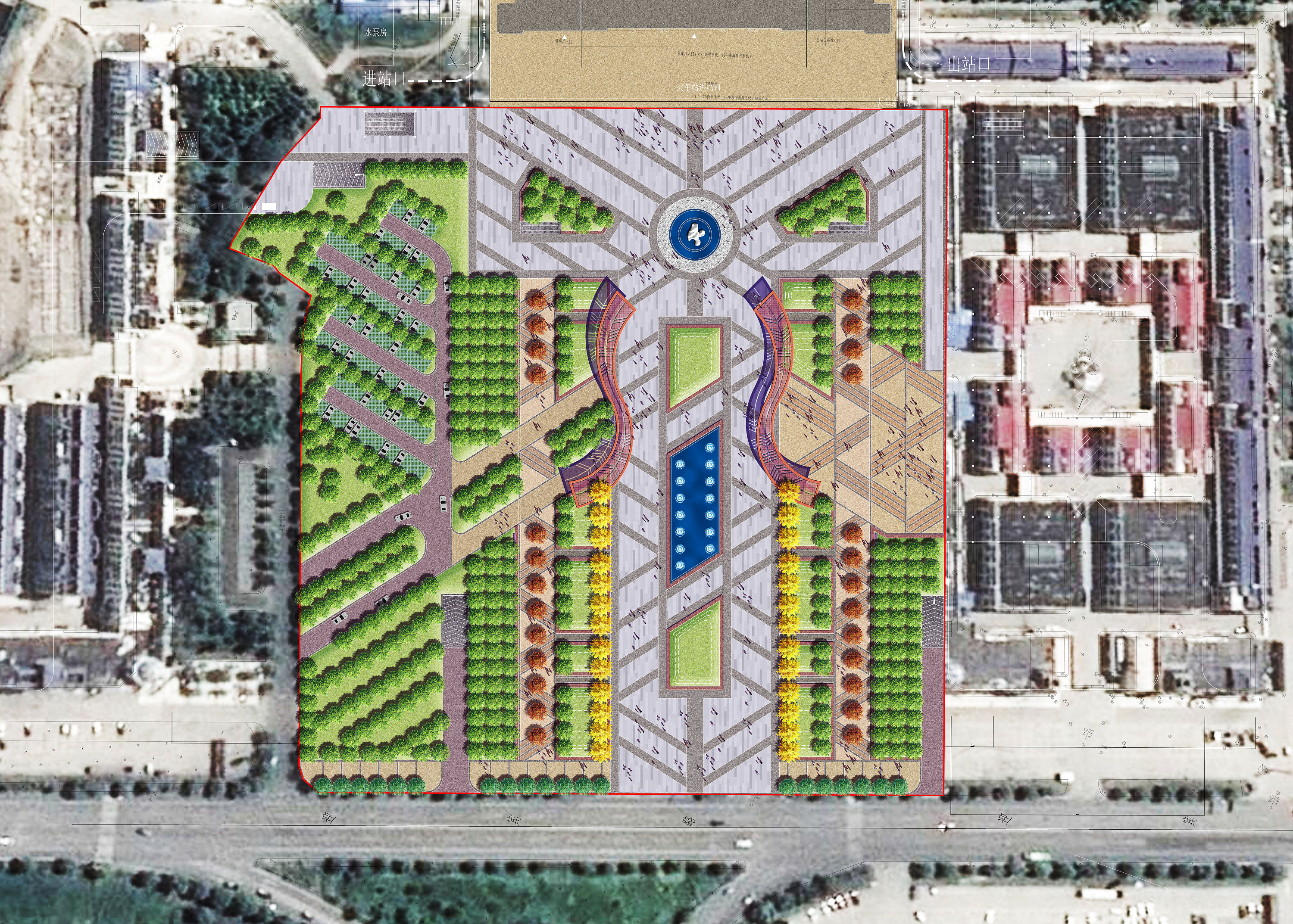 某地火车站前广场景观设计