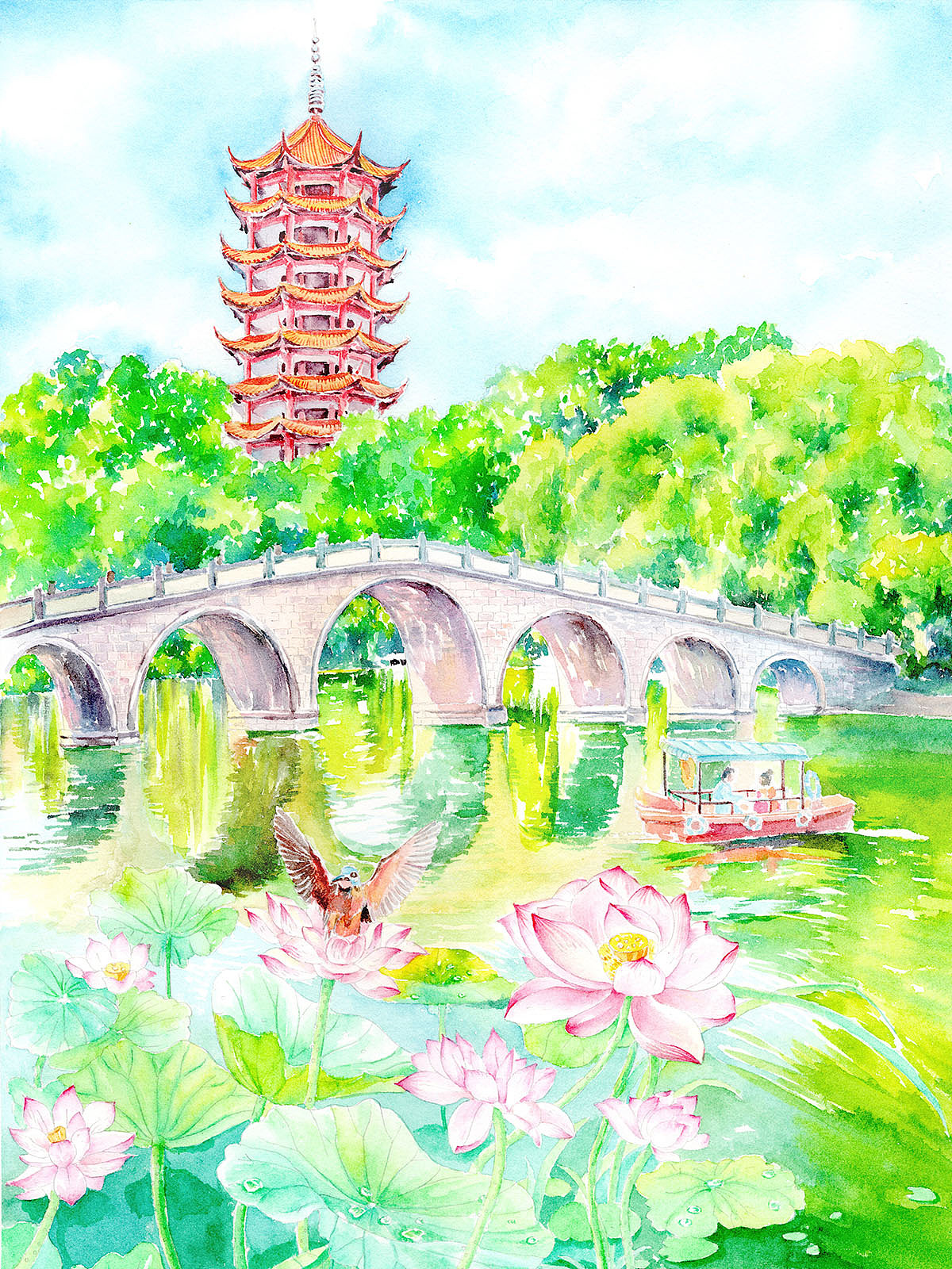 大足香国公园绘画图片