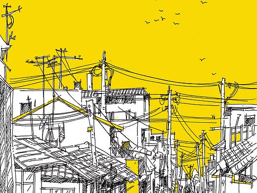 钢笔插画《街景》