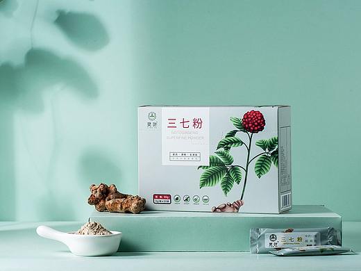 产品包装摄影，中成药三七粉