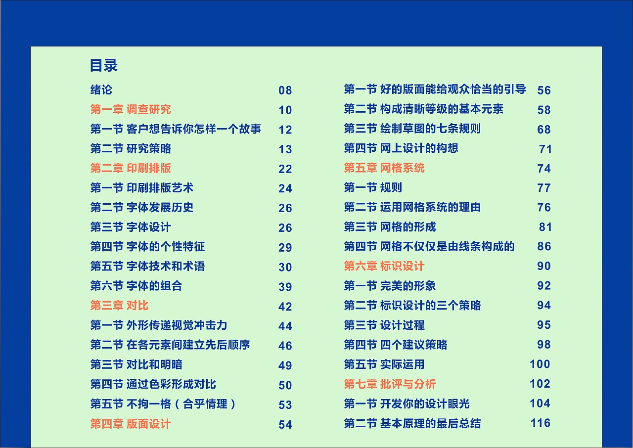 版式设计,课堂作业.老师提供文字,排目录