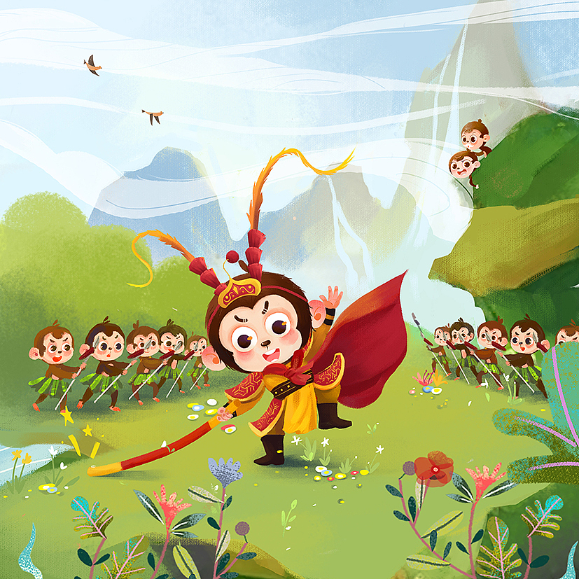 儿童绘本《快乐西游》（图ZOTY4NDY0Njg=） - 儿童插画 - 站酷设计师是药师阿原创素材 - 站酷ZCOOL