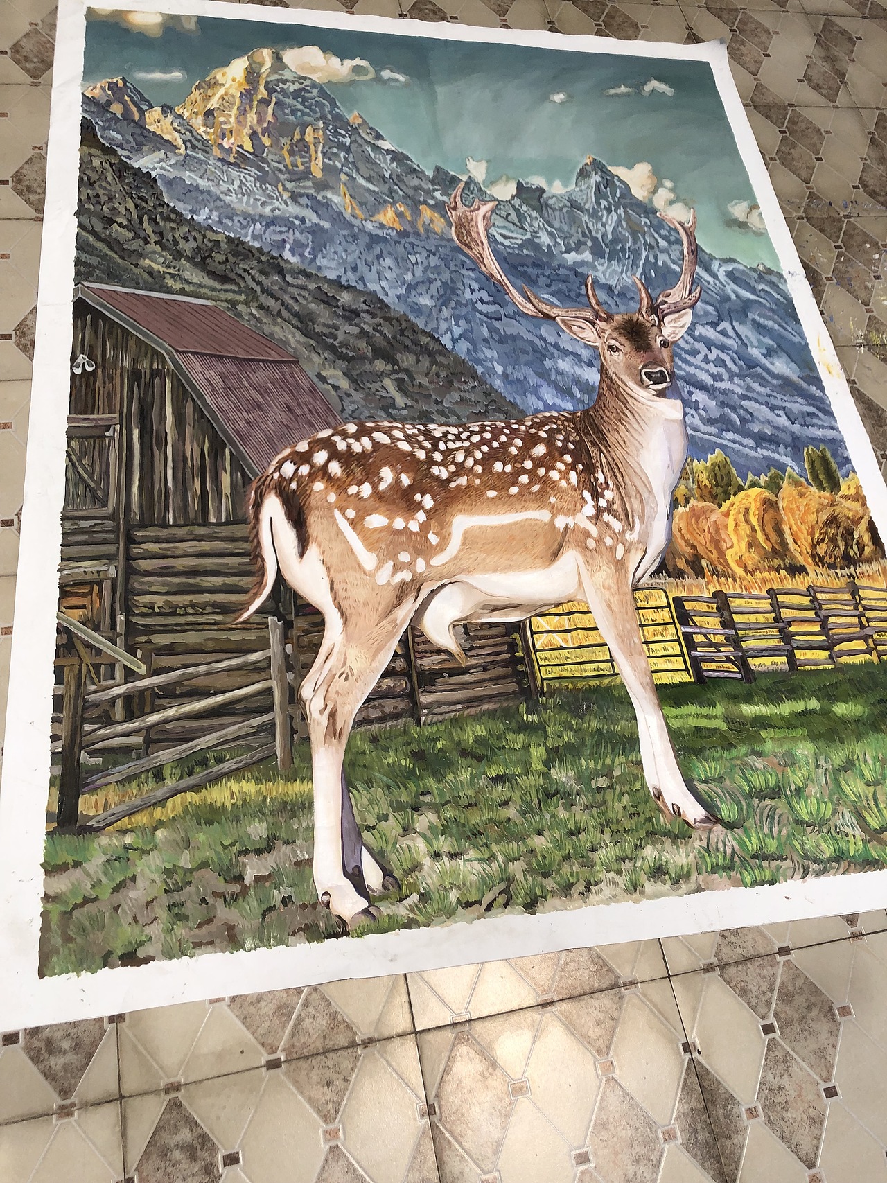 麋鹿|纯艺术|绘画|喜越庭油画_原创作品-站酷zcool