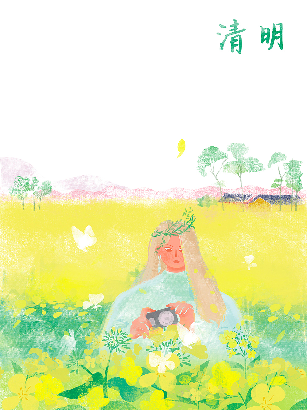 原创清新唯美二十四节气插画-春（图ZMTM1MjYxNDcy） - 商业插画 - 站酷设计师春木芽原创素材 - 站酷ZCOOL