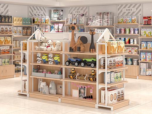 母婴店货架/3D建模渲染/详情视觉设计