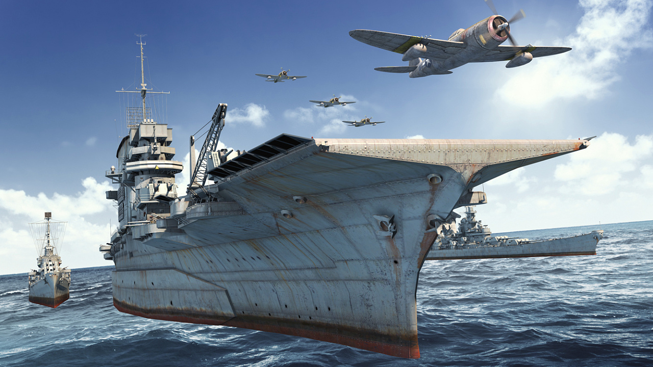 某款"战舰"主题手游宣传图