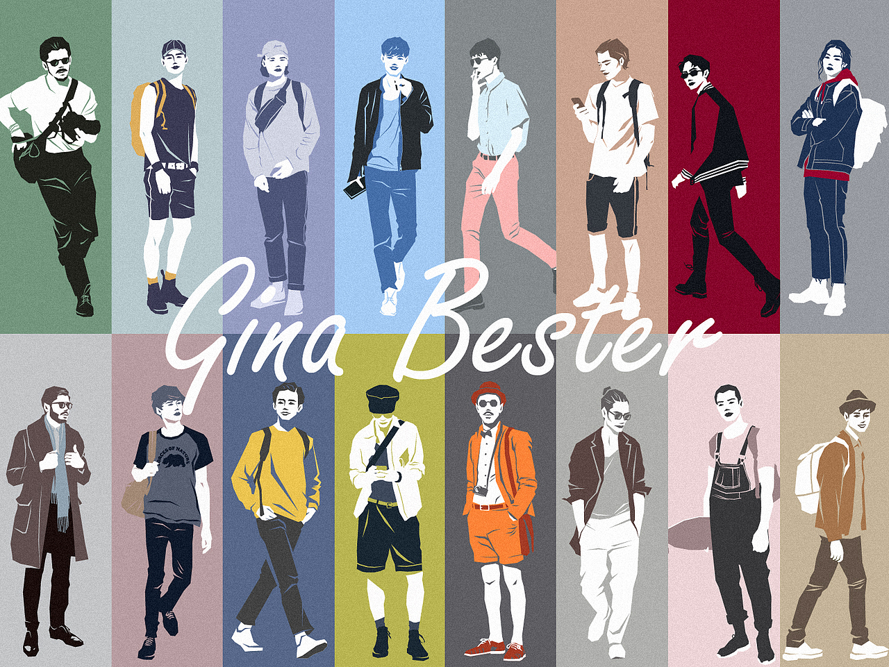 "Gina Bester"系列矢量插画——男装Street Snap2017（图ZODc2NjM5NjA=） - 商业插画 - 站酷设计师嘉顿小熊饼原创素材 - 站酷ZCOOL