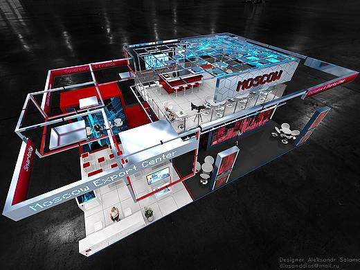 科技创意展会展位3d效果图设计