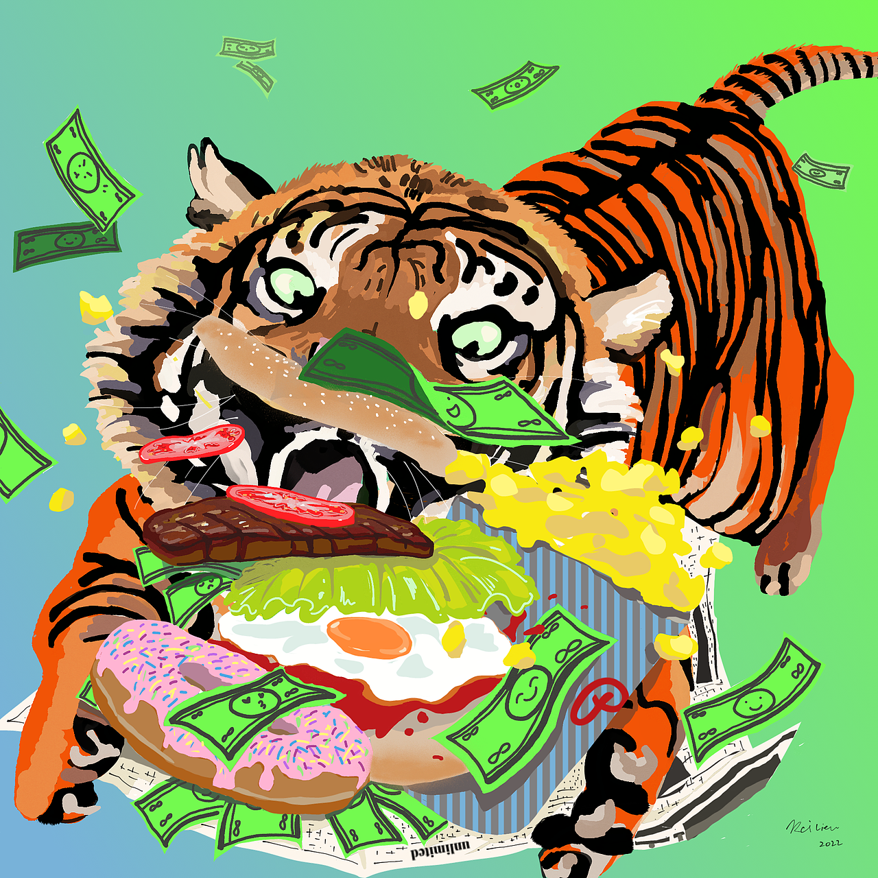 🐯虎年该有的好运都会有哦！（图ZMjkyMzEyNzEy） - 商业插画 - 站酷设计师毛毛蟲Kess原创素材 - 站酷ZCOOL
