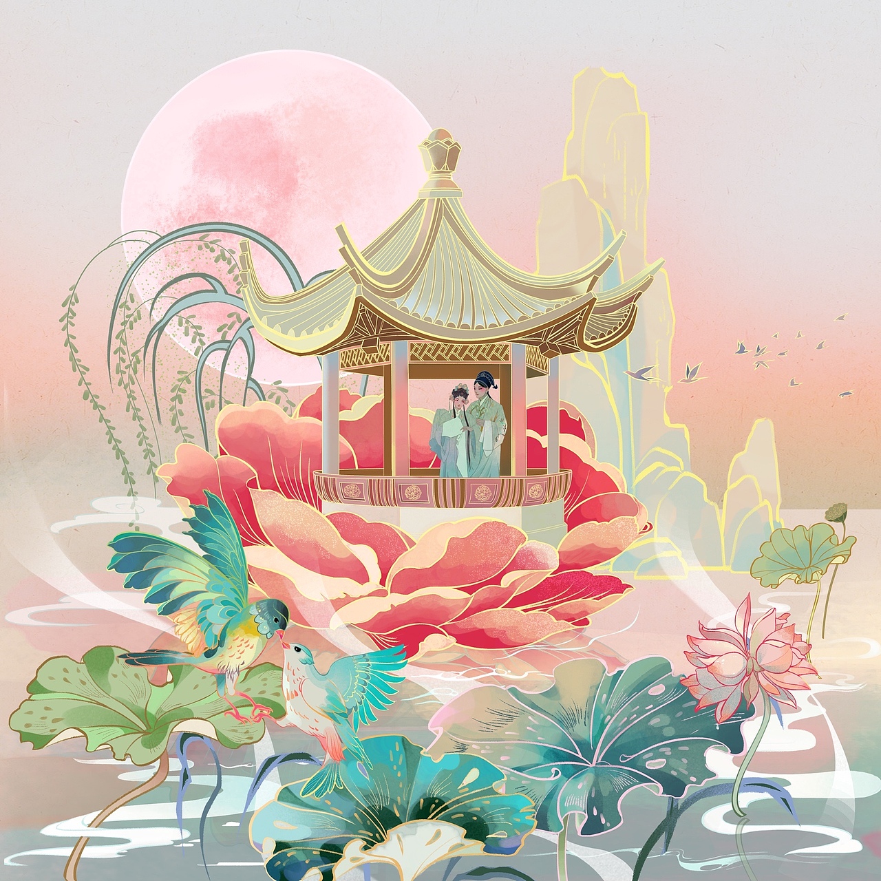 《牡丹亭》系列作品（图ZMzI3NTQ2NzA4） - 商业插画 - 站酷设计师YUGAWEI原创素材 - 站酷ZCOOL