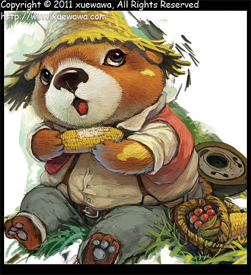 【童画世界 by 雪娃娃】啃包穀的小熊（图ZMzc3NTQ3NjA=） - 商业插画 - 站酷设计师雪娃娃童画原创素材 - 站酷ZCOOL