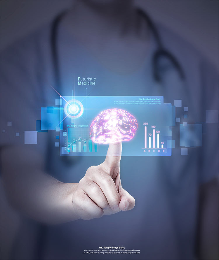 智能AI人工智能科技医疗体检诊断生物科研机构海报设计