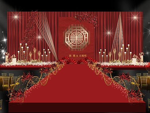 红金色婚礼主仪式区效果图