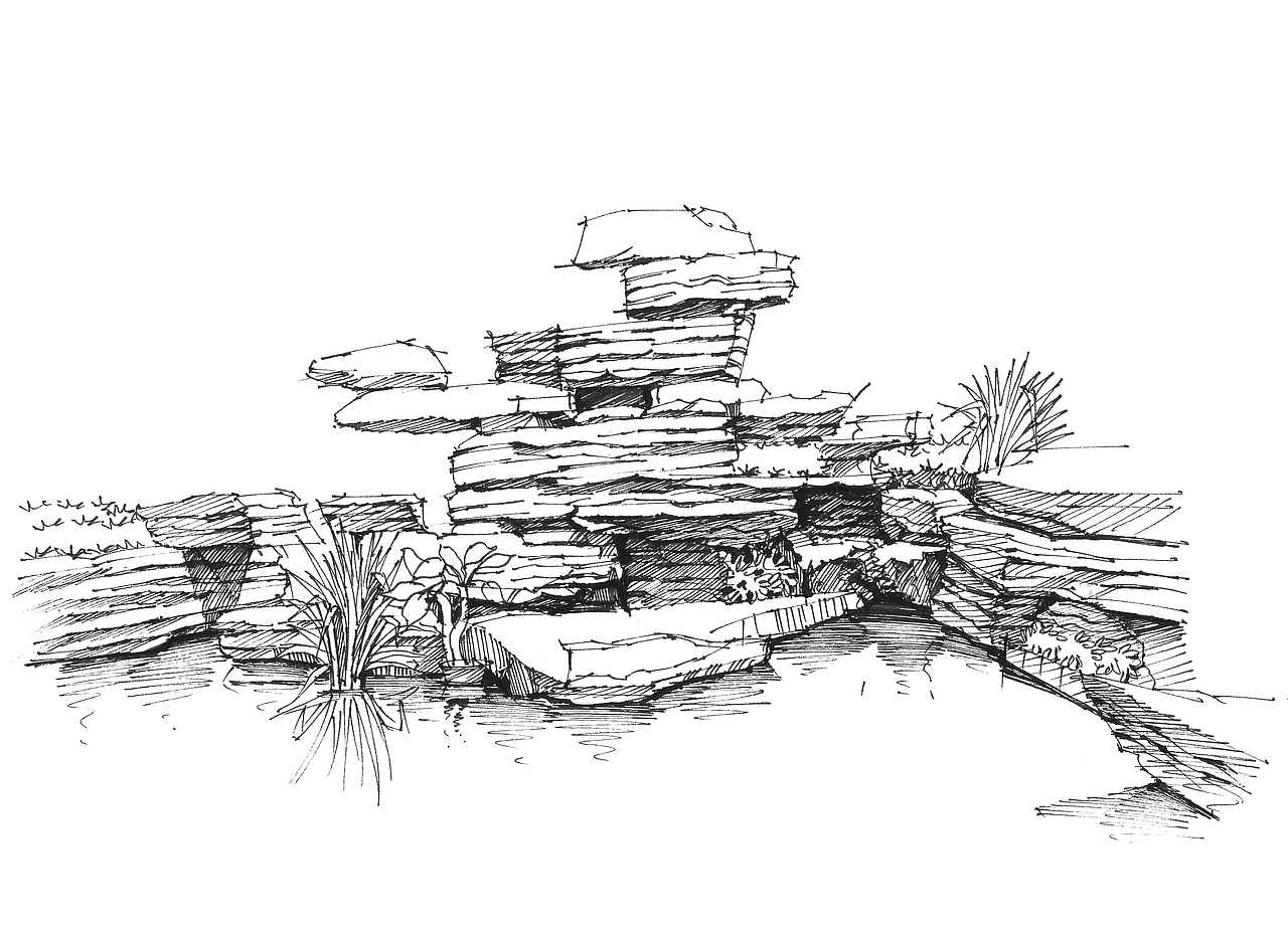 景观设计元素——石头与棕榈的故事