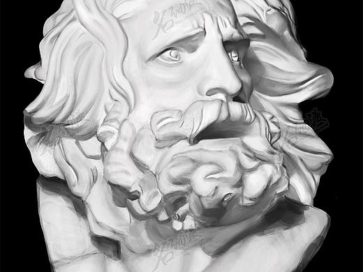 老人头像素描石膏3