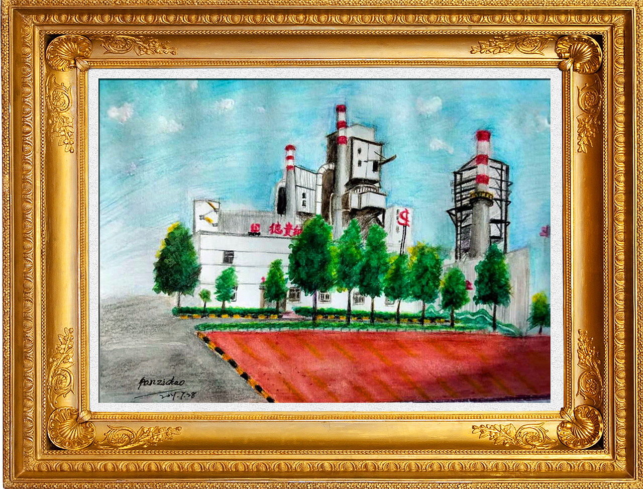 厂区一角，彩铅小画