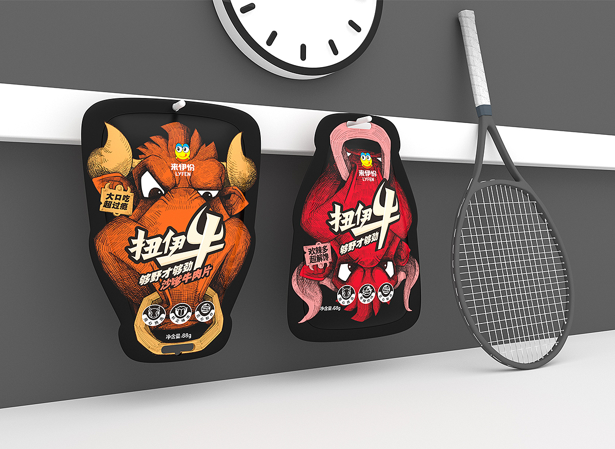 盛火新作“零食巨头”来伊份大单品扭伊牛包装视觉设计（图ZMTgzNjAzNjE2） - 包装 - 站酷设计师蓝色盛火原创素材 - 站酷ZCOOL