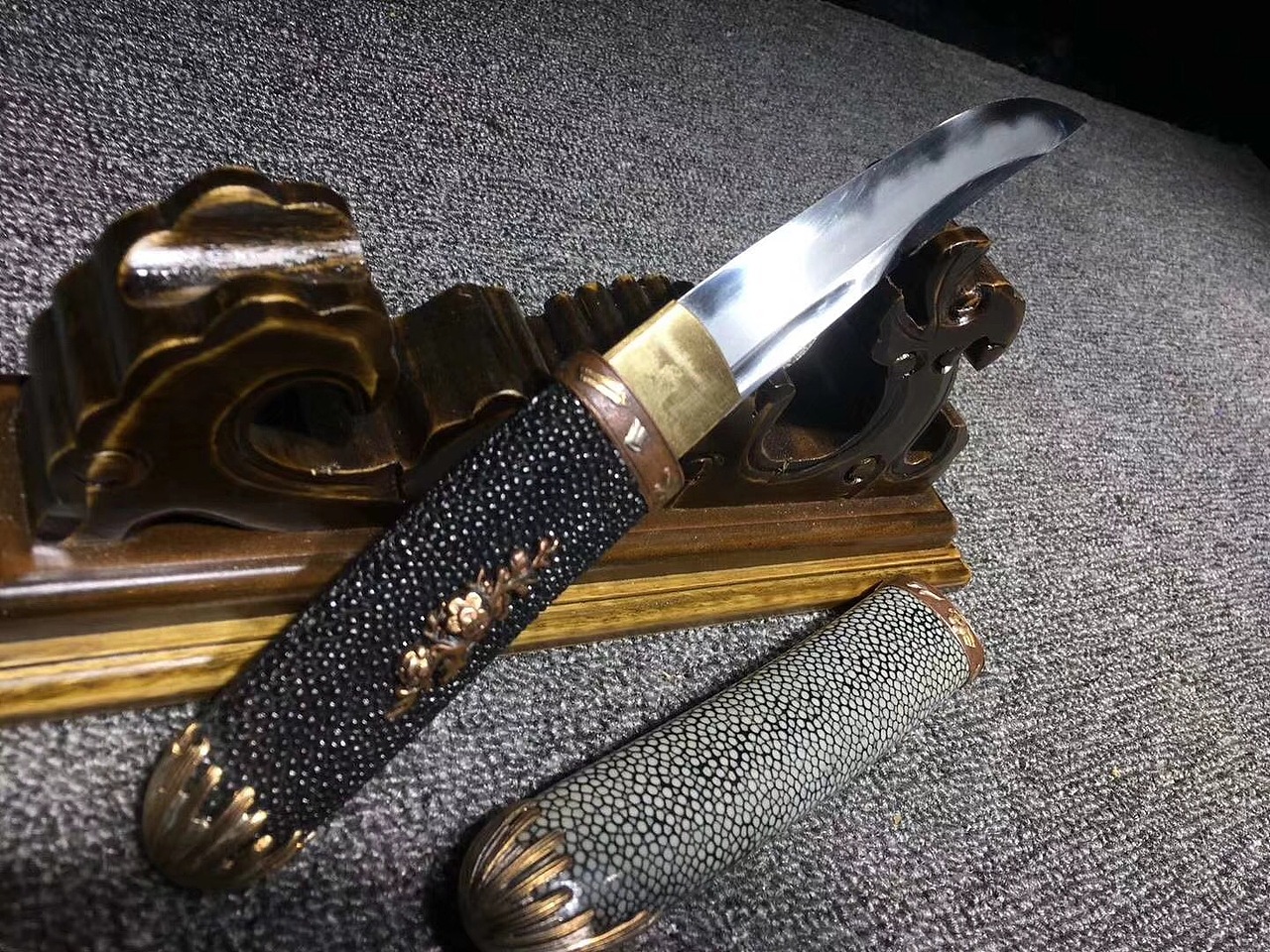 唐刀盘龙手杖剑越王勾践剑手工锻造之 龙泉剑中之精品 百兵之君虎头茶