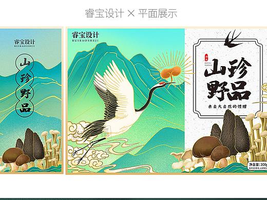 食品菌菇大礼包插画包装设计