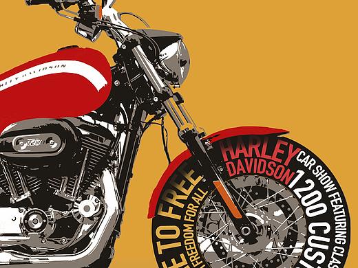 车辆海报「哈雷摩托/牧马人/特斯拉」（个人主页-ZMzQxNjM2MzY=） - 海报 - 站酷设计师大早_原创素材 - 站酷ZCOOL