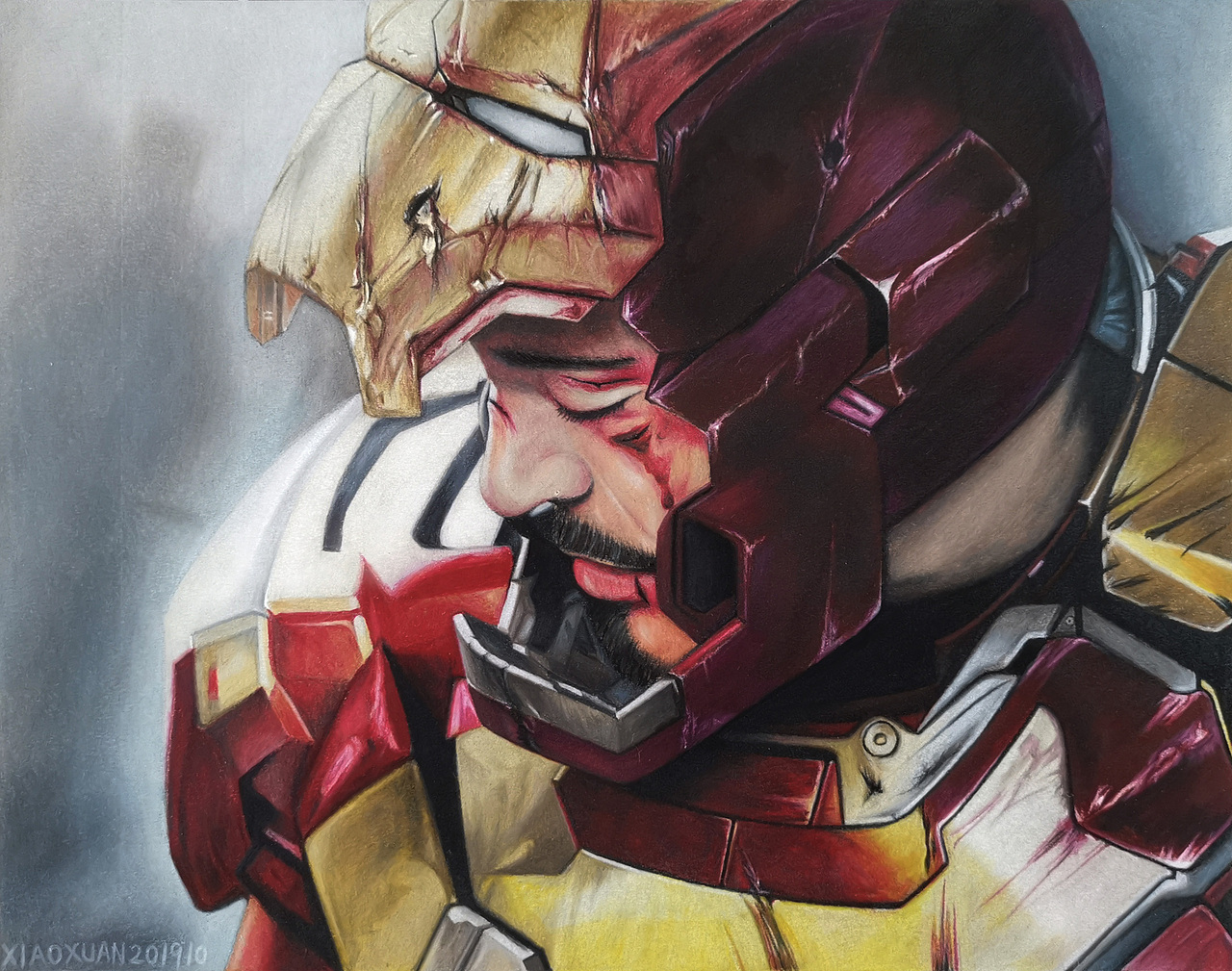 彩铅画钢铁侠