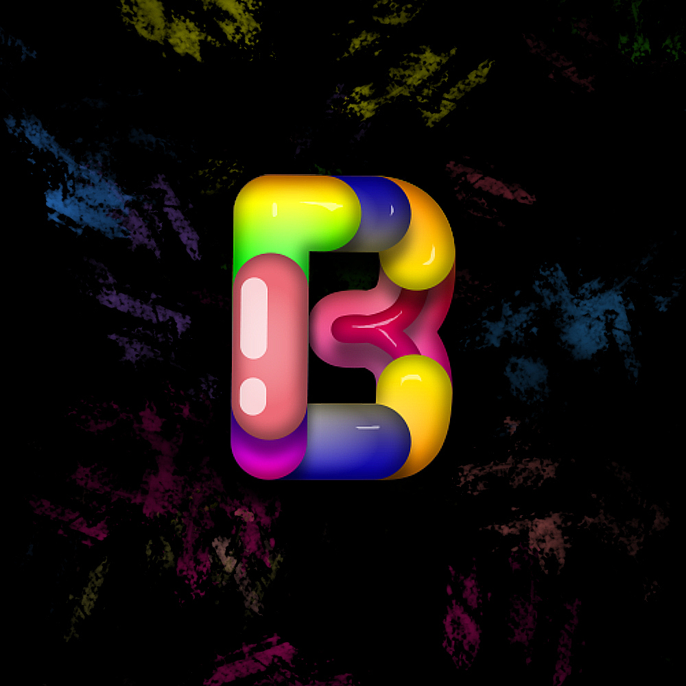 彩虹玻璃糖果字母