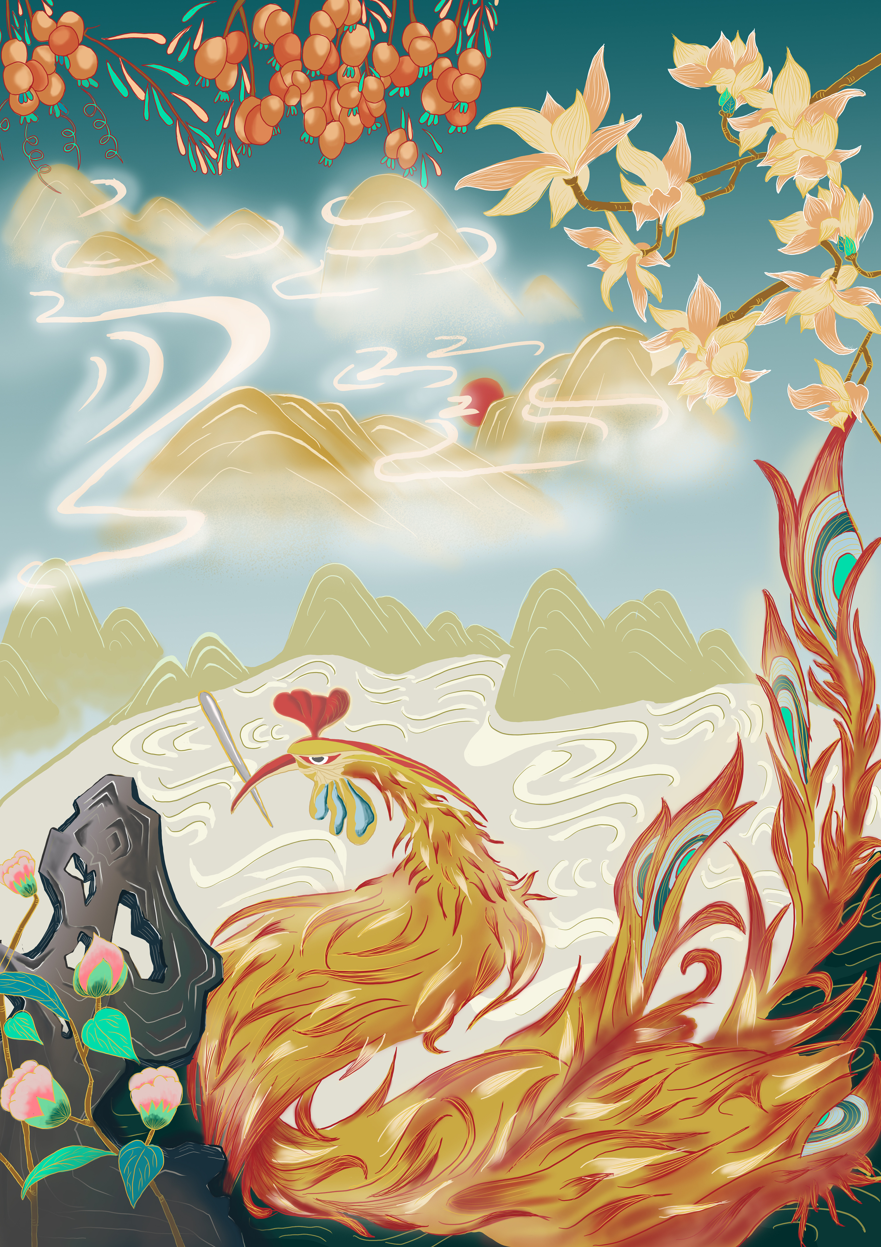 羌绣纹样插画文创衍生品