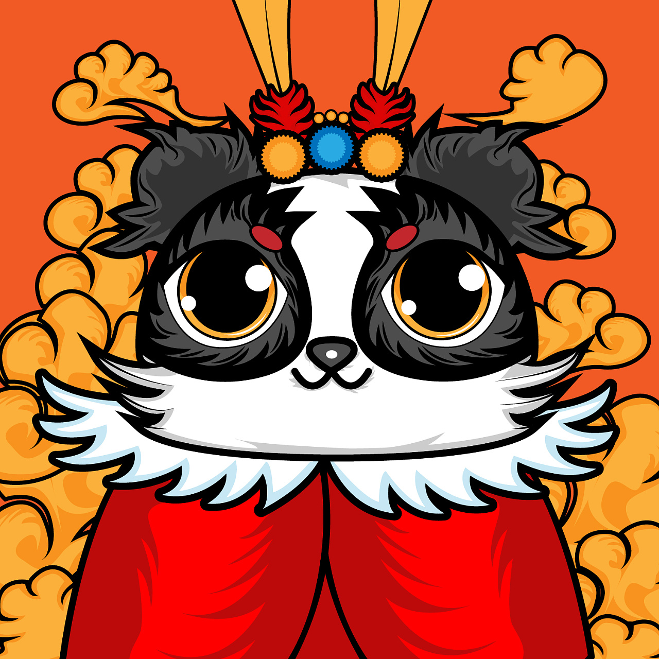 国潮风插画熊猫