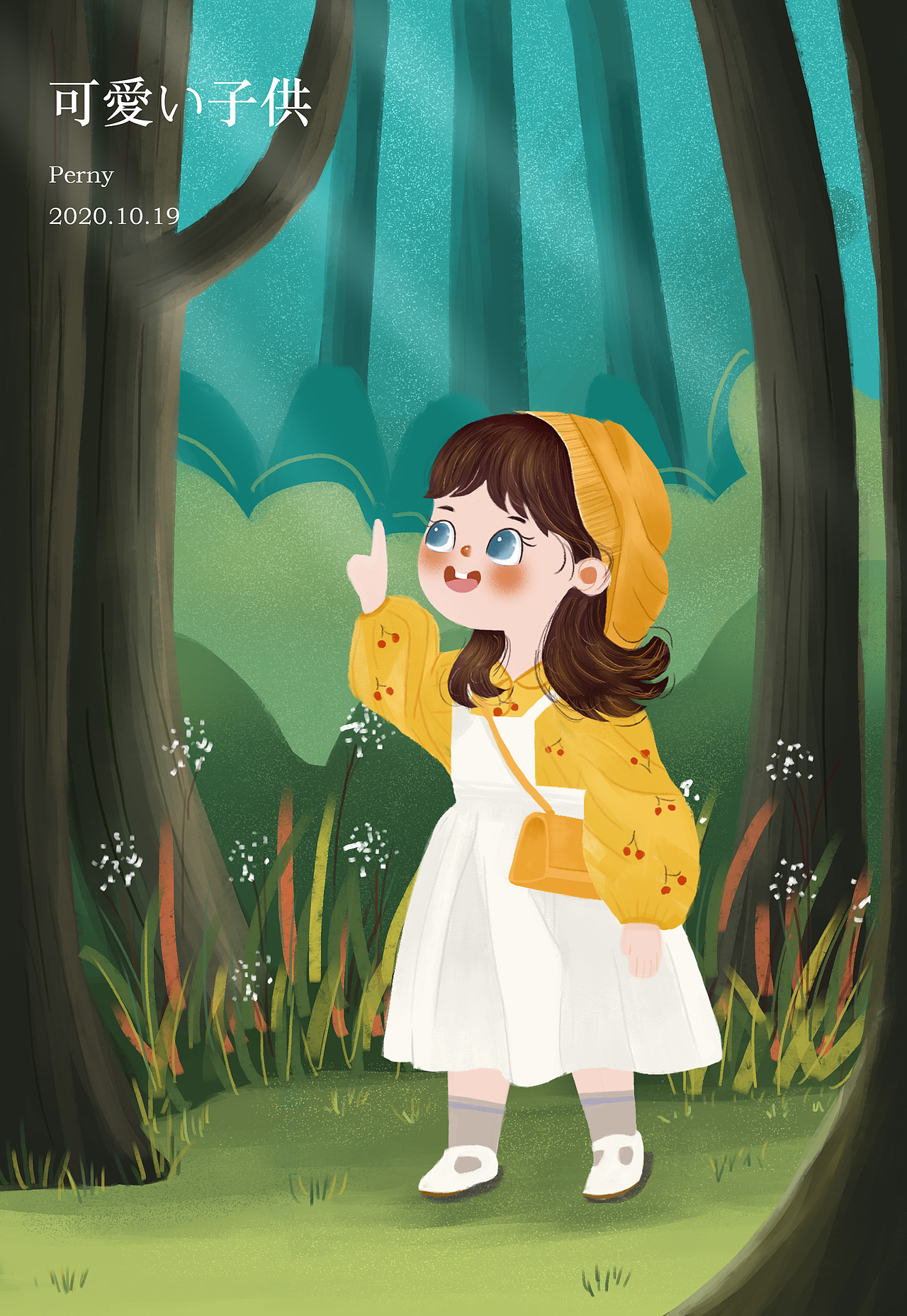 小女孩插画原创板绘