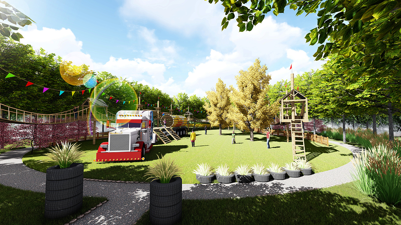 户外儿童活动设施及场景设计效果制作|空间|景观设计|狂躁的麻薯