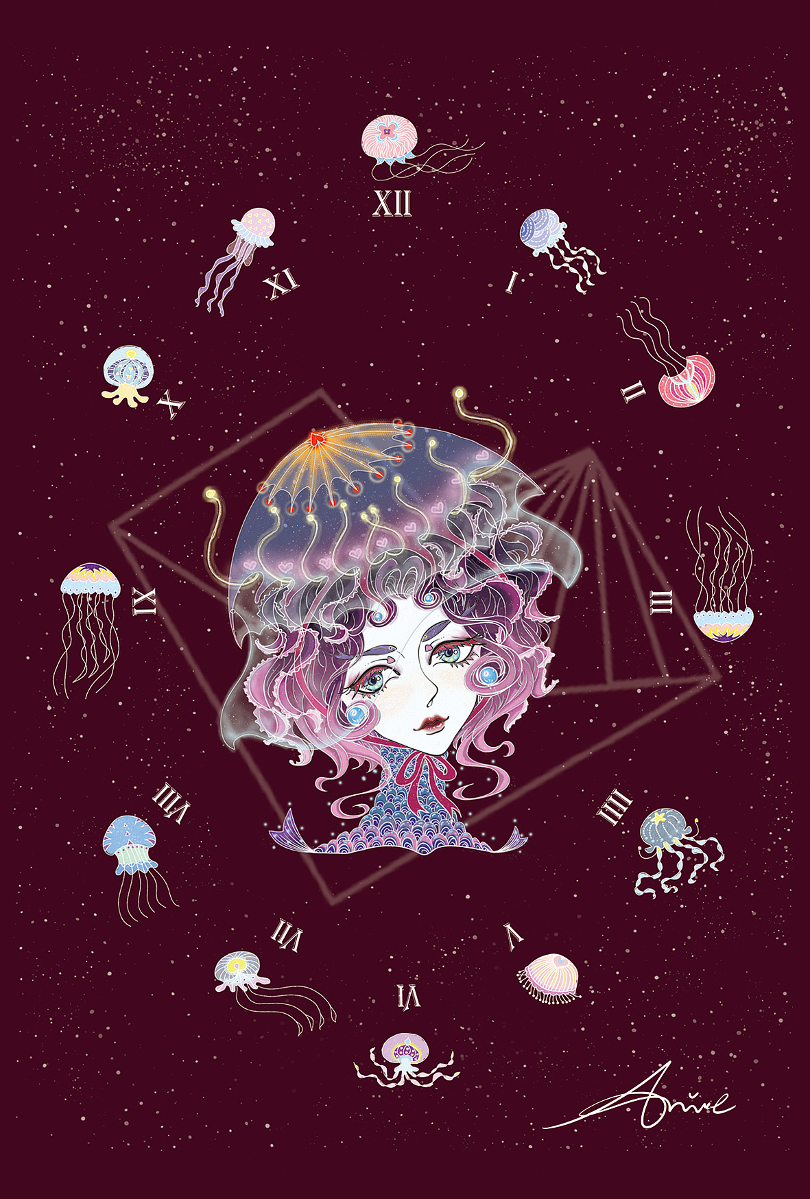 【毕设】海之塚(原创*海洋生物系列插画)之 明信片