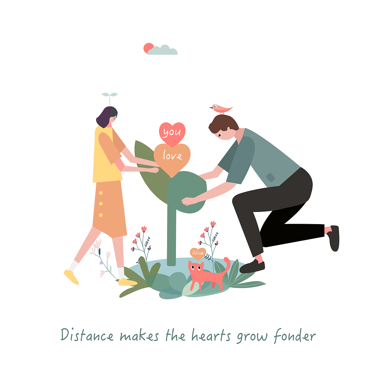 两个人系列插画