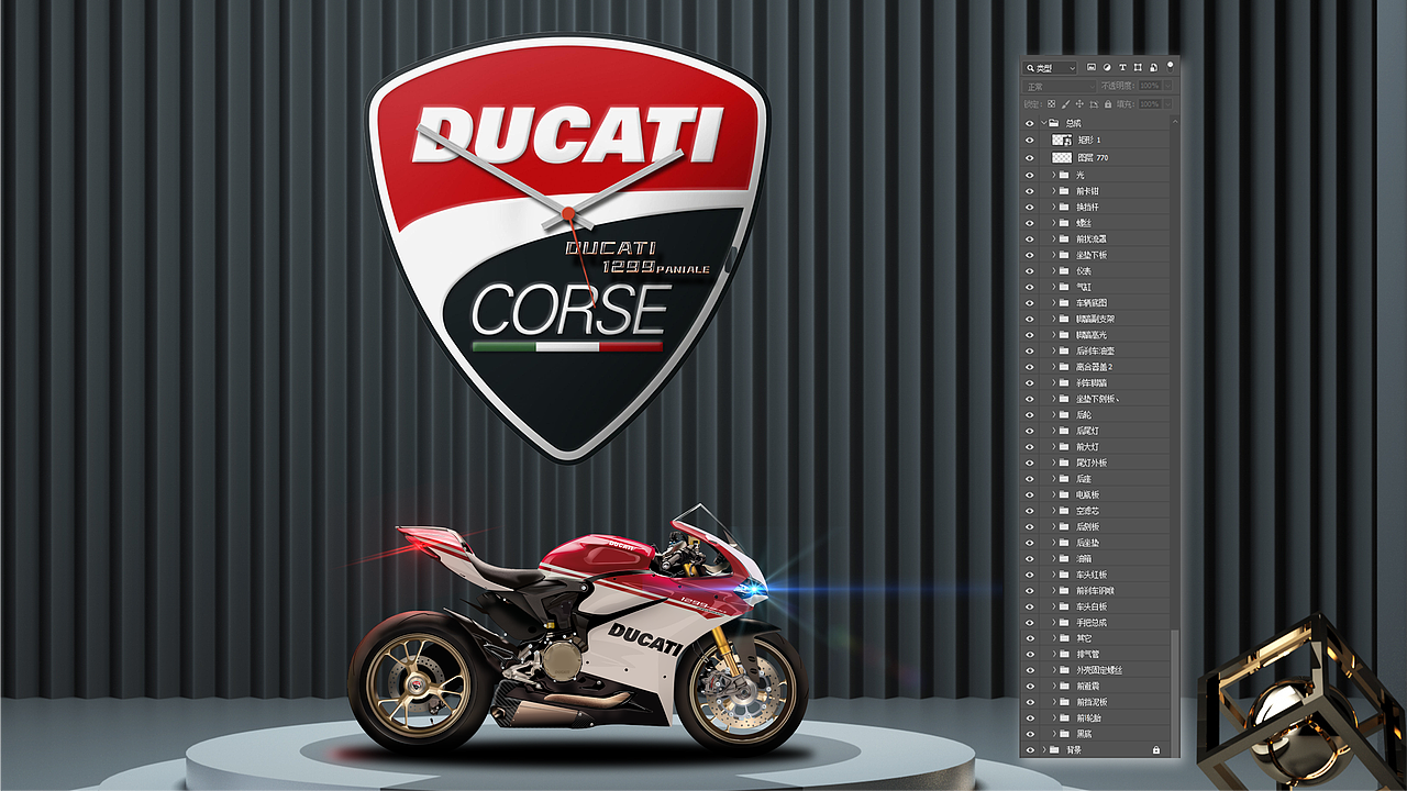 和前辈们相比还是差距太大了呀,只画到了七百多个图层,还有一些细节没有做的那么的精致。远看光感不好,近看没有细节 卒····