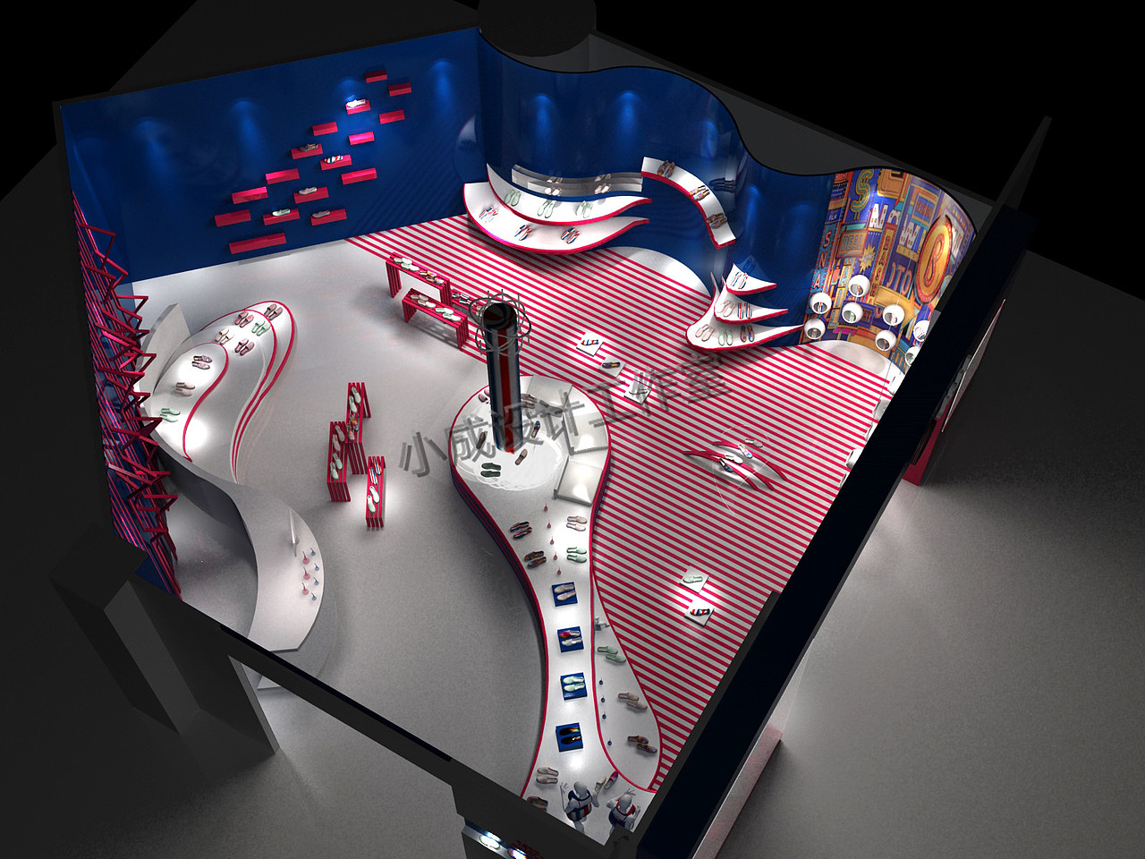 J&M 鞋店店面3D效果图设计CAD施工图代画（图ZMTI0NzkyODIw） - 建筑设计 - 站酷设计师3D设计联系我原创素材 - 站酷ZCOOL