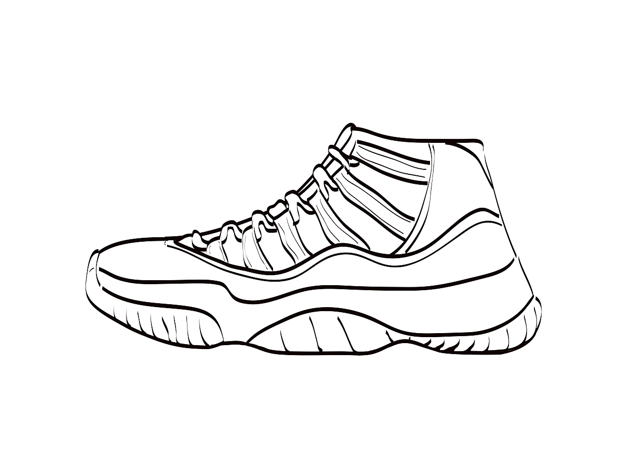 黑白线描鞋子装饰素材免费下载 - 觅知网