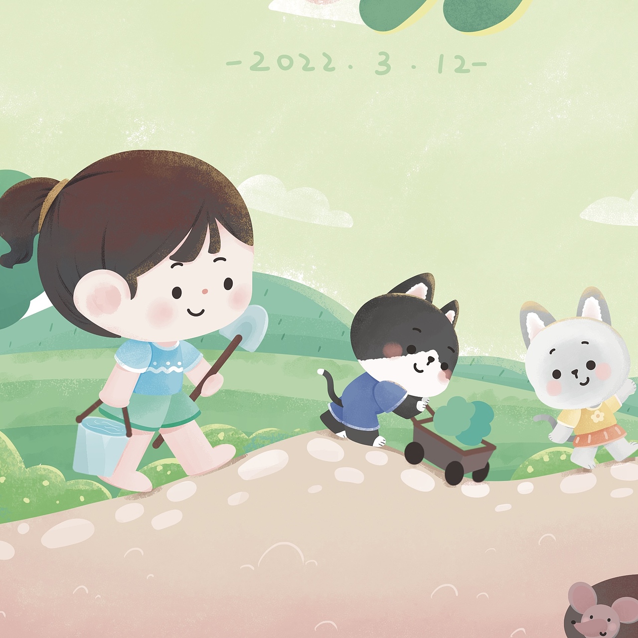 植树节节日插画海报（图ZMjkyMjk5ODI0） - 艺术插画 - 站酷设计师daki气气原创素材 - 站酷ZCOOL