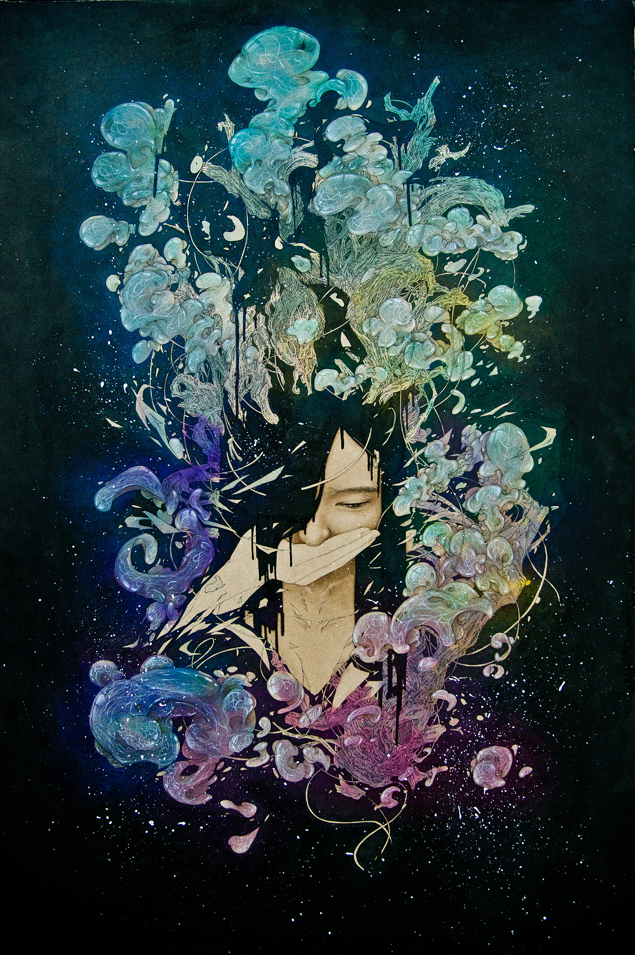 《夢》系列作品《殤》及繪畫步驟(图ZMTE1NzIyOTI=) - 绘画 - 站酷设计师林熙Linki原创素材 - 站酷ZCOOL