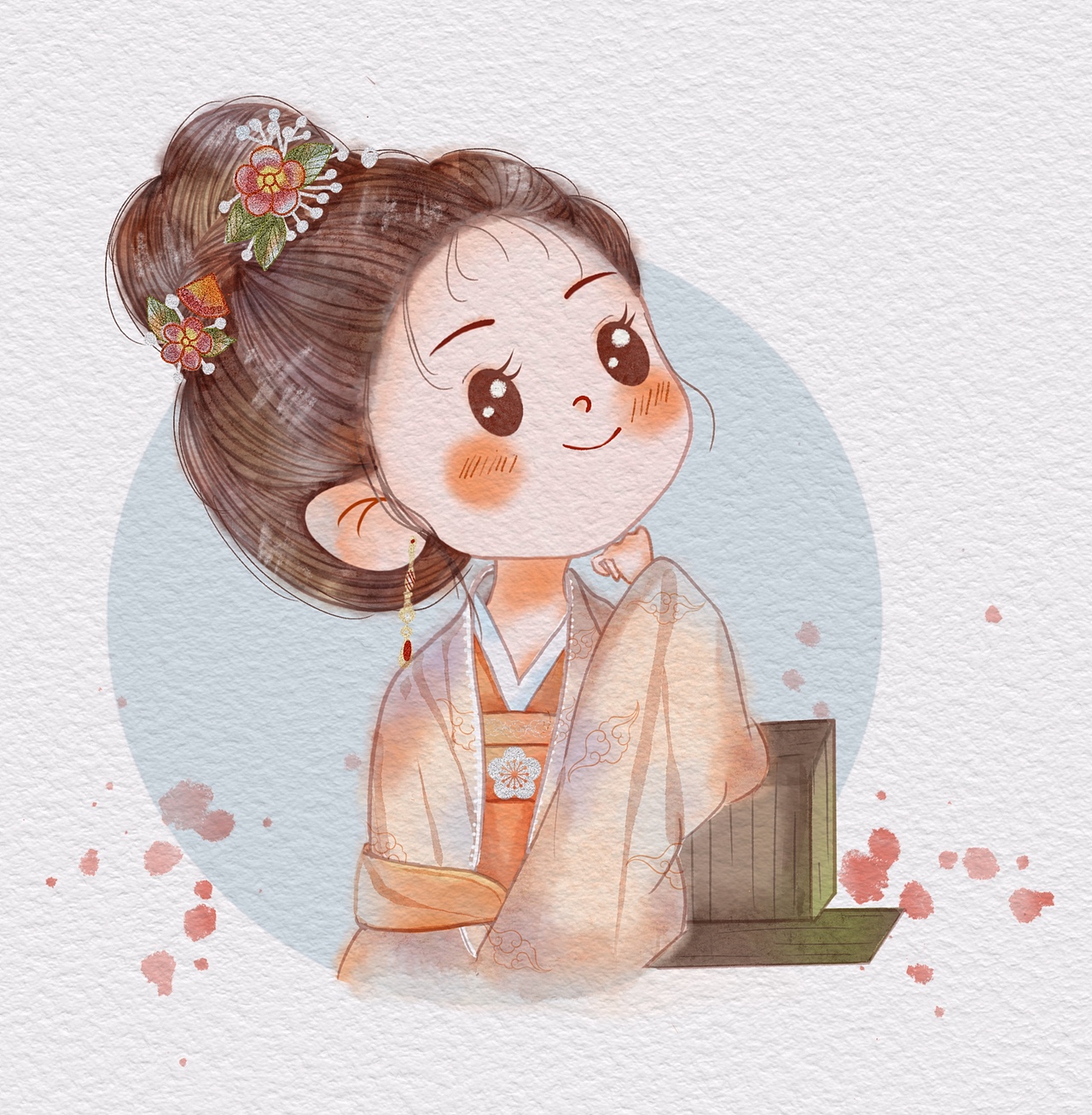 举报收藏分享临摹作品插画艺术插画水彩小头像清风煮酒古风插画清风