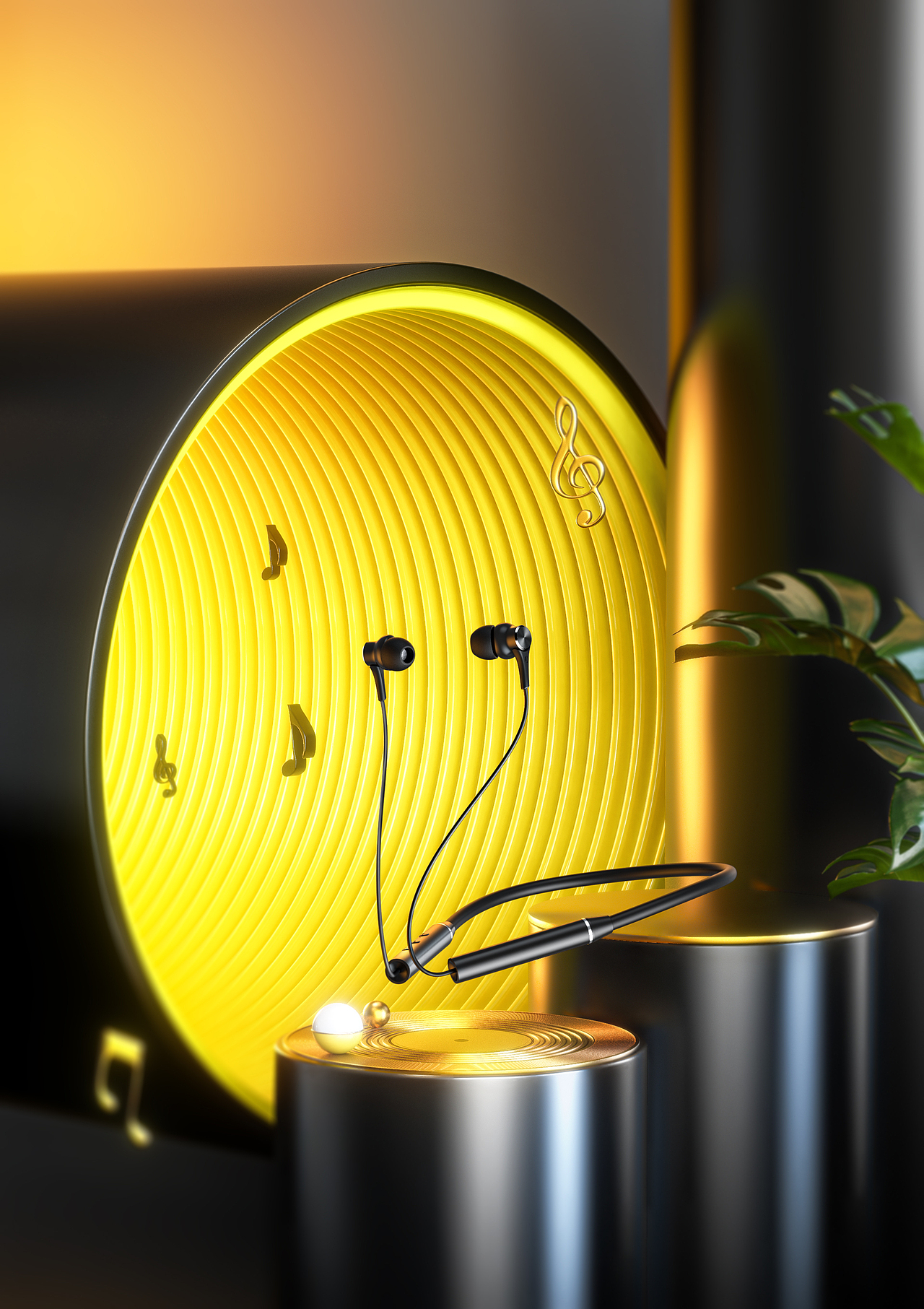 产品渲染-蓝牙耳机两款