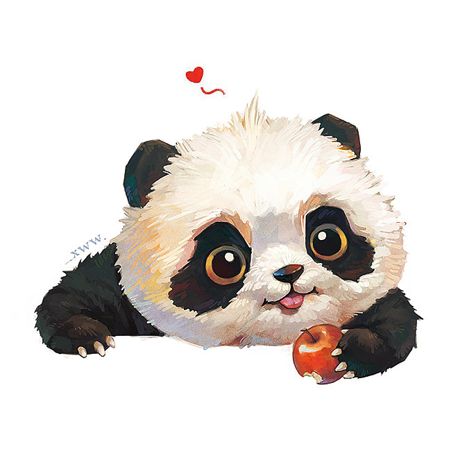 【萌宠 by 雪娃娃】小苹果胖达（图ZMTE0ODU0NDAw） - 商业插画 - 站酷设计师雪娃娃童画原创素材 - 站酷ZCOOL