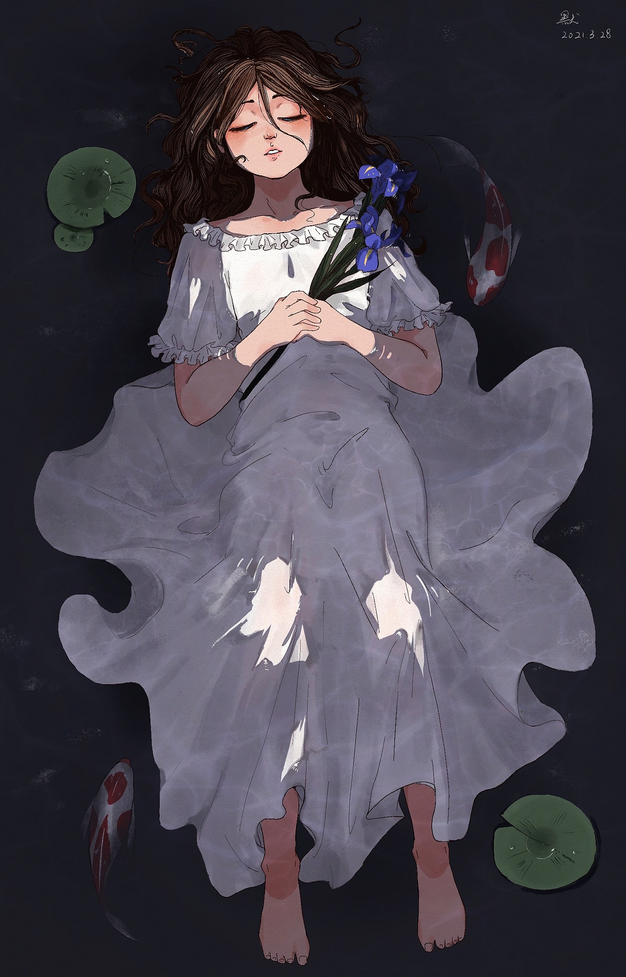 百合花、鸢尾花、向日葵