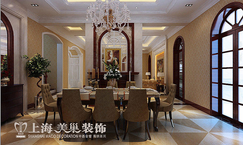 名门紫园360平独栋别墅新中式装修——餐厅