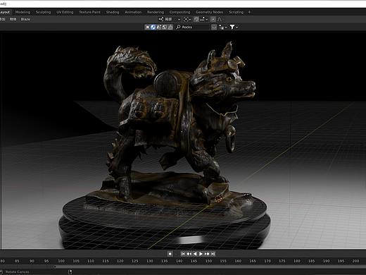 blender雕刻的一个柴犬雕塑-eevee渲染