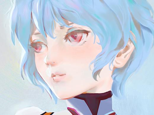 凌波丽 明日香 EVA 头像厚涂 附作画过程