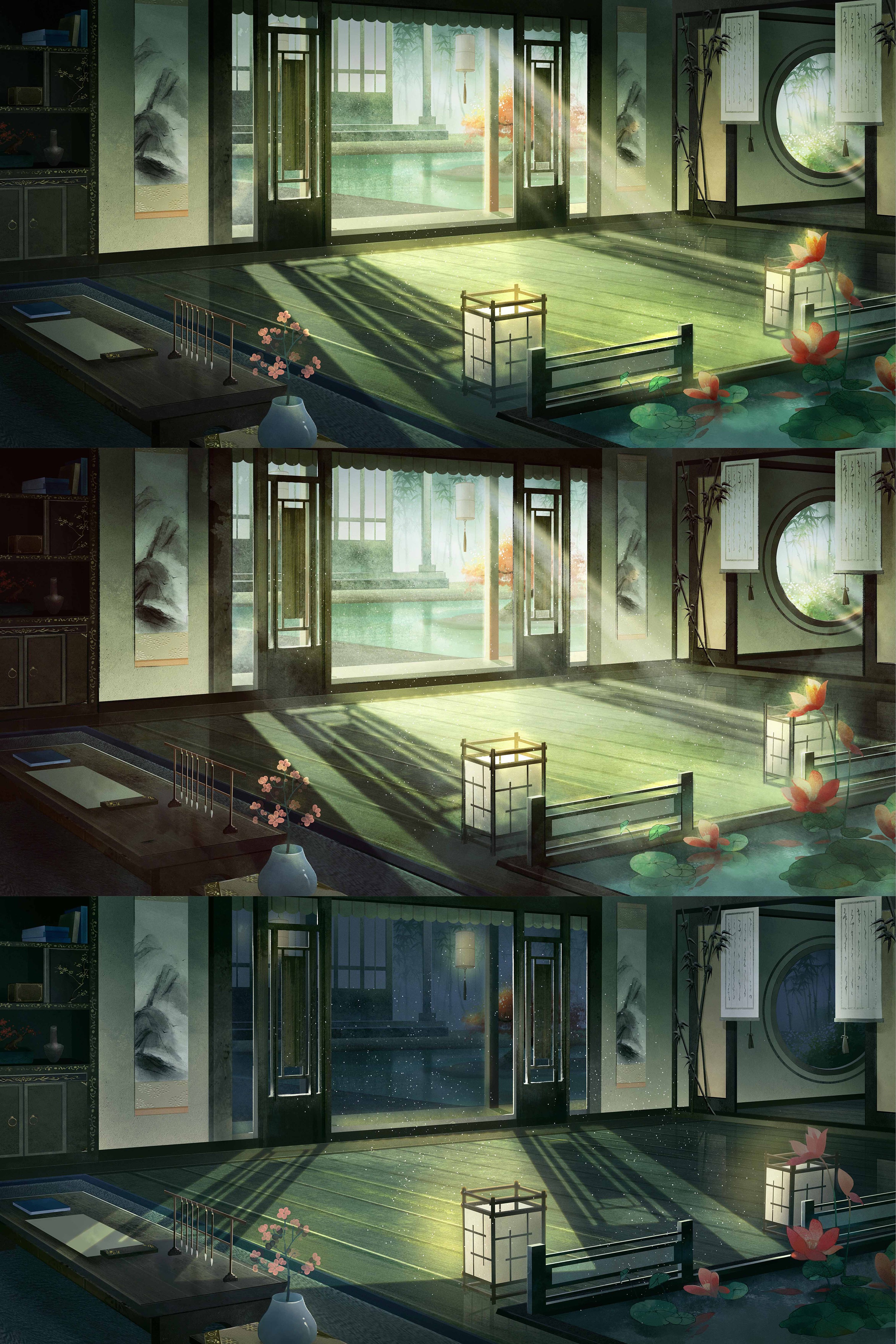 古风场景插画-荷中居