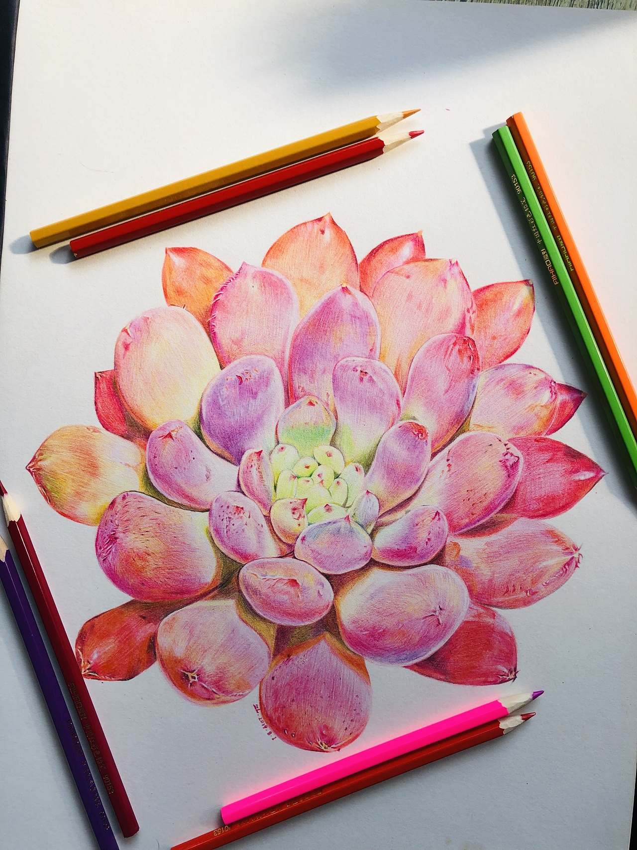 彩铅练习|纯艺术|绘画|金折扇美人伞 - 原创作品 - 站酷 (zcool)