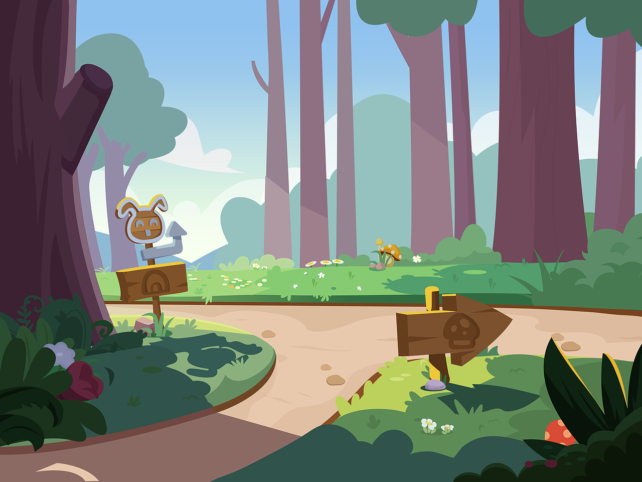 树林分岔路儿插场景