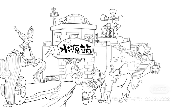 最近的线稿，期待上色（图ZMzY0NjM4ODAw） - 绘本 - 站酷设计师插画师蓝莓酱原创素材 - 站酷ZCOOL