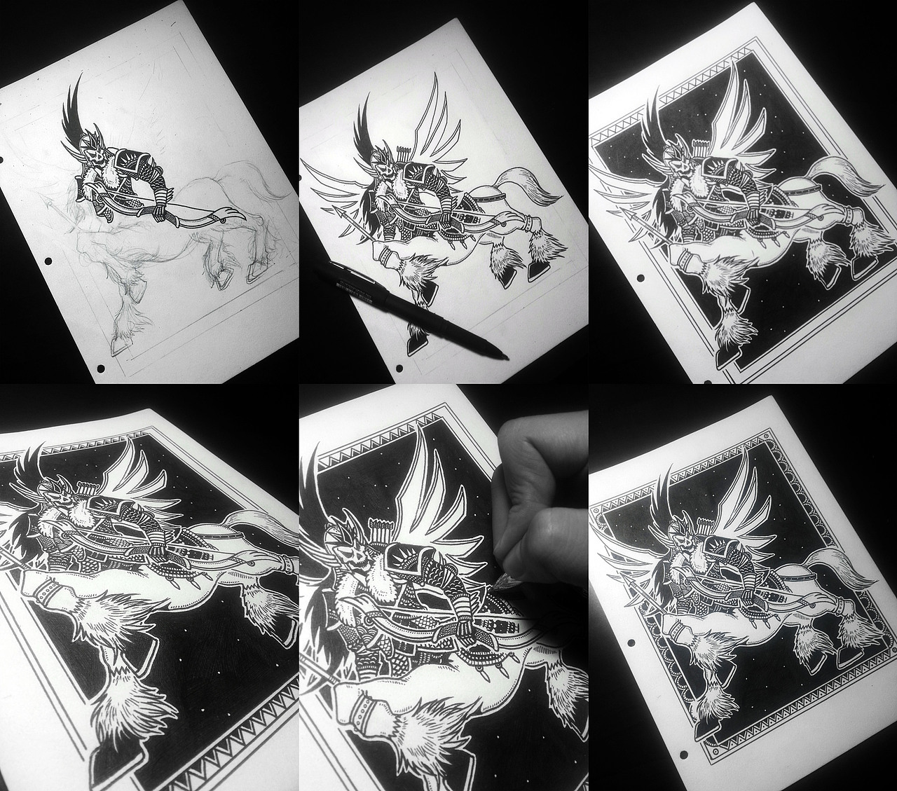 黑白纯手绘—暗黑星座系列 附绘制过程（图ZMTkwMDAyODA=） - 新锐潮流插画 - 站酷设计师墩小贤原创素材 - 站酷ZCOOL